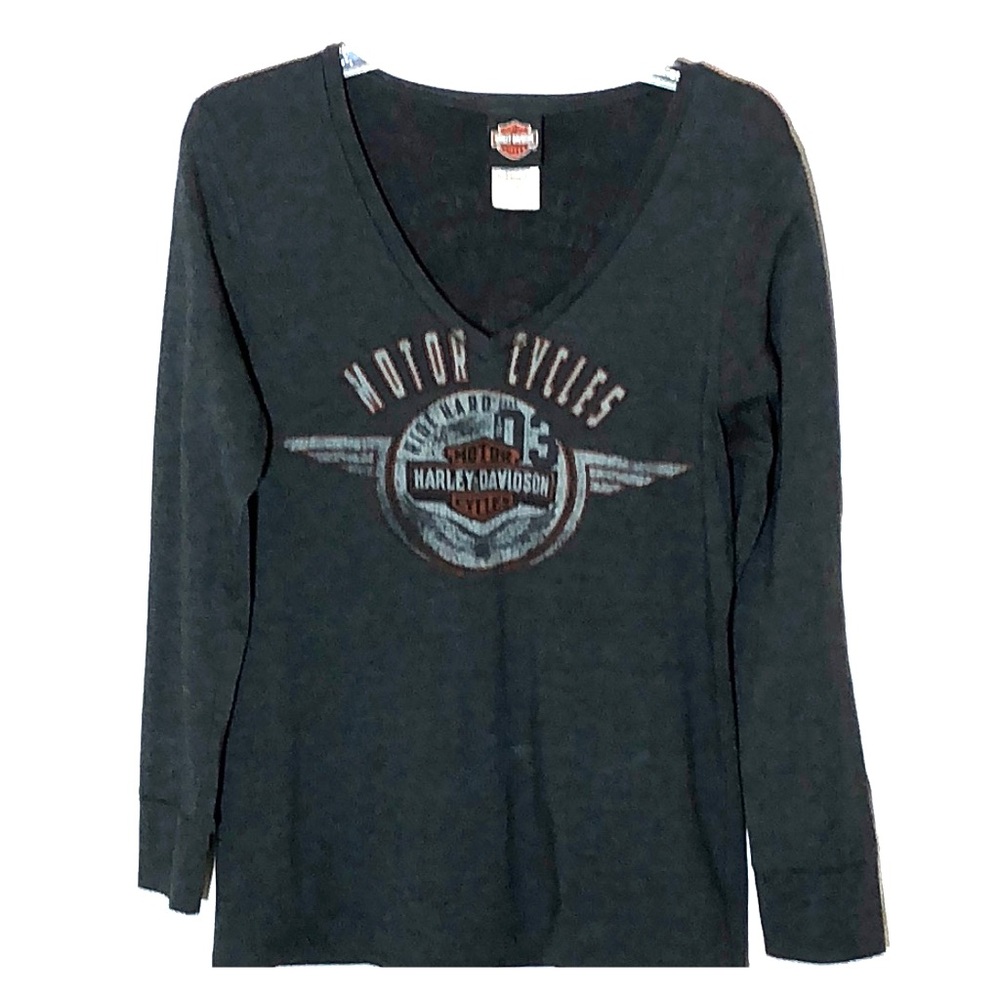 Harley Davidson Graphic Tee Long Sleeve Large Mororcycle Riding